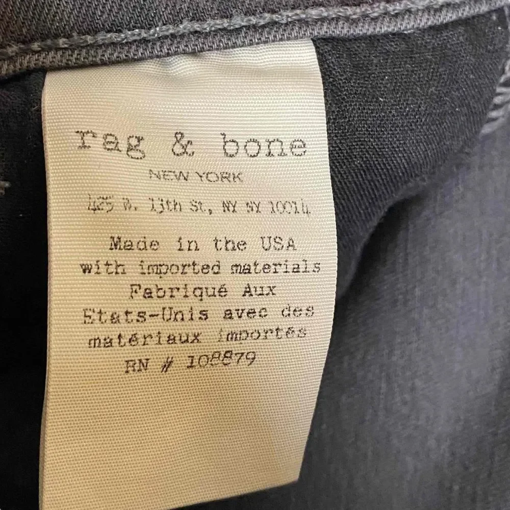 Rag & Bone Womens Gray Moto‎ Skinny Jeans with Zippered Legs & Pockets Size 29